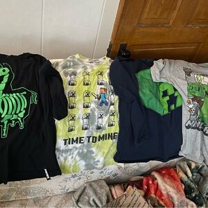 Minecraft 'Time to Mine' Tie-Dye Kids Tee - Green/Gray